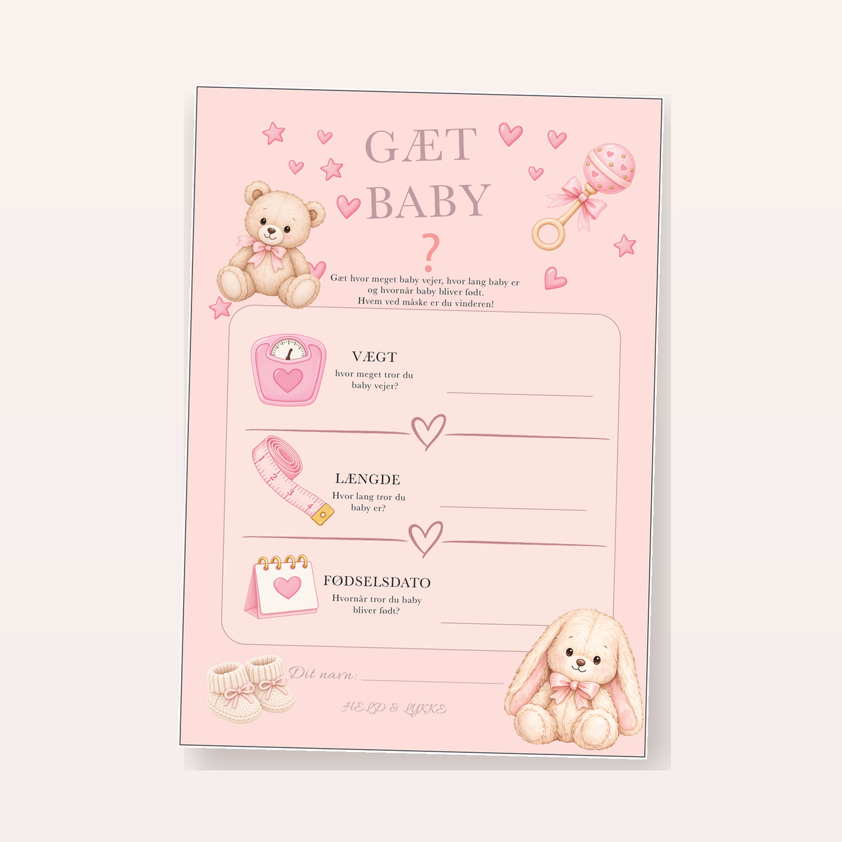 Gæt baby - babyshower leg