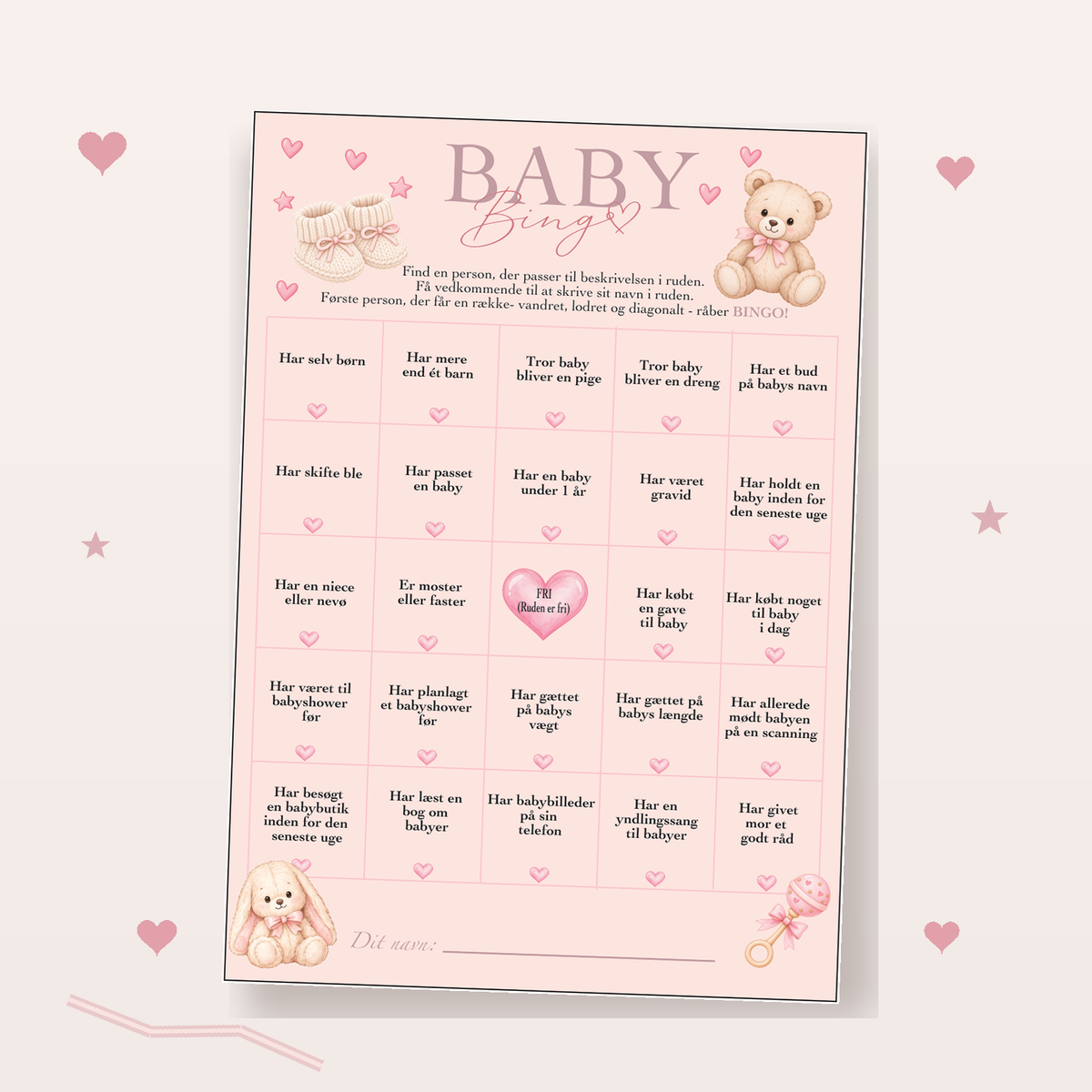 Baby bingo - babyshower leg