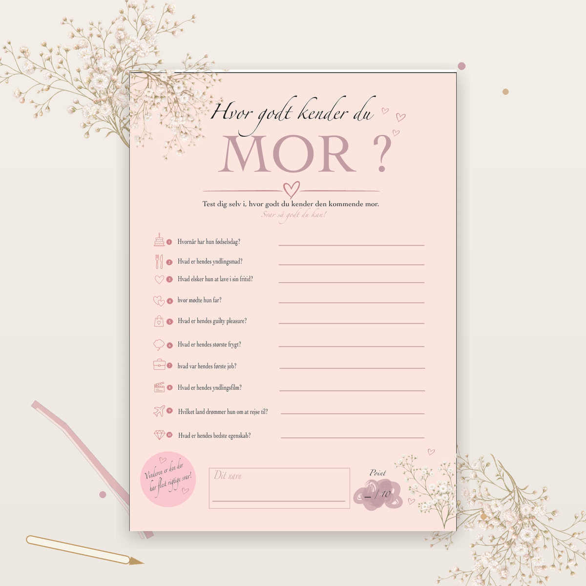 Hvor godt kender du mor? - babyshower leg